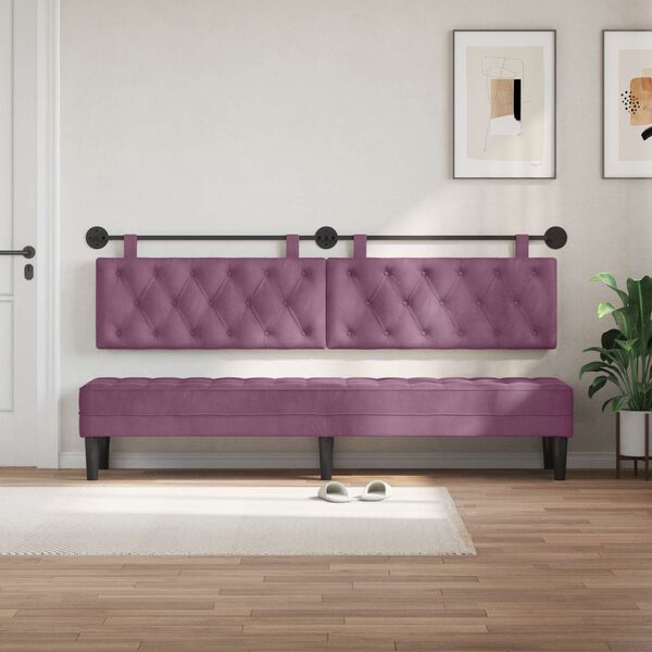 vidaXL H&auml;ngevorderseite Wandmontiert Lila 210 x 55 x 7 cm Samt