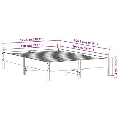 vidaXL Massivholzbett ohne Matratze Weiß 120x200 cm Kiefernholz