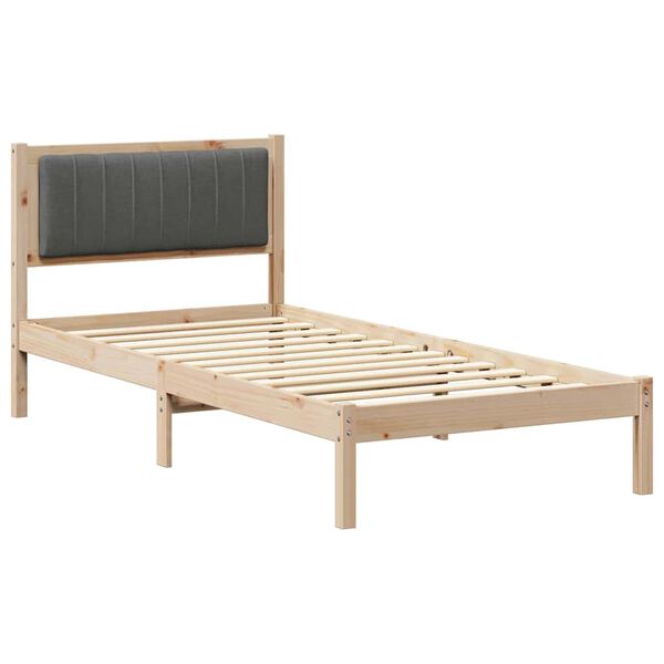 vidaXL Bettgestell mit gepolstertem Kopfteil Dunkelgrau 90 x 190 cm