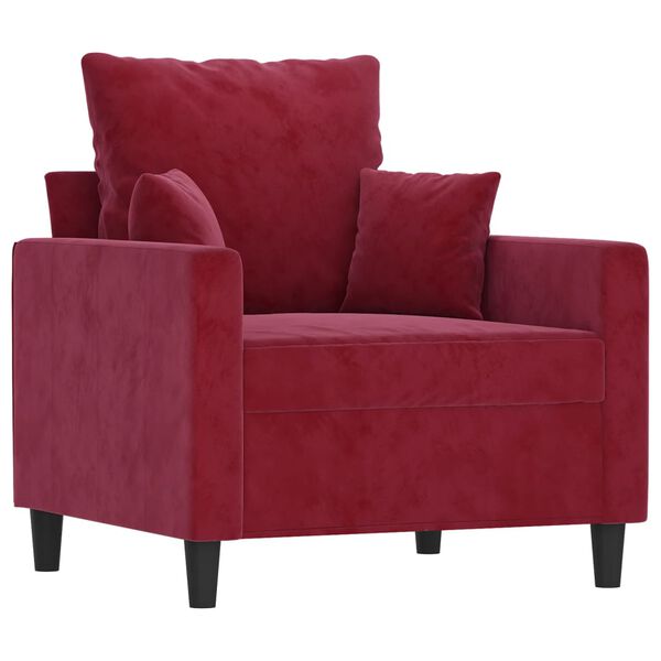 vidaXL Sessel mit Hocker Weinrot 60 cm Samt
