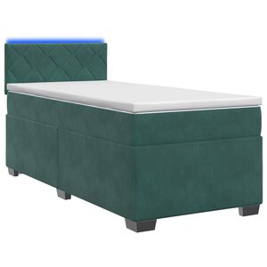 vidaXL Boxspringbett mit Matratze und LED Dunkelgr&uuml;n 80 x 200 cm Samt