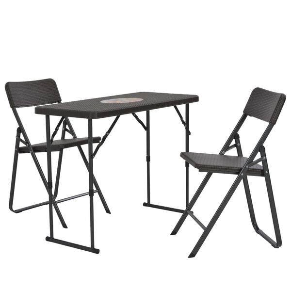 vidaXL 3-tlg. Bistro-Set Klappbar HDPE Braun Rattanoptik