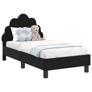 vidaXL Kinderbettgestell mit Kopfteil Schwarz 70 x 140 cm Samt