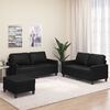 vidaXL 3-tlg. Sofagarnitur mit Kissen Schwarz Kunstleder