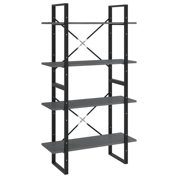 vidaXL B&uuml;cherregal 4 B&ouml;den Grau 80x30x140 cm Massivholz Kiefer