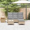 vidaXL 3-tlg. Garten-Sofagarnitur mit Kissen L-Form Beige Poly Rattan