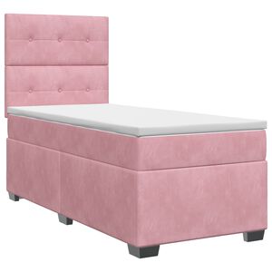 vidaXL Boxspringbett mit Matratze mit Kopfteil Rosa 80 x 200 cm Samt