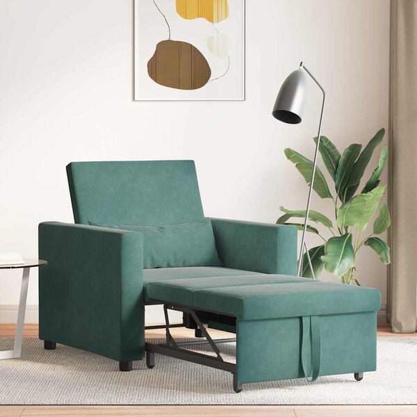 vidaXL Einzel-Schlafsofa mit Rädern Dunkelgrün 90 x 165 x 87 cm Samt