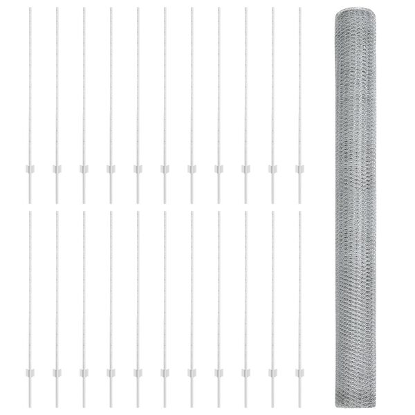 vidaXL Zaun mit Pfosten Silber 1,4 x 50 m Stahl