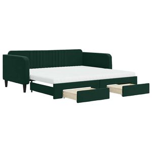 vidaXL Tagesbett Ausziehbar mit Schubladen Dunkelgr&uuml;n 100x200 cm Samt