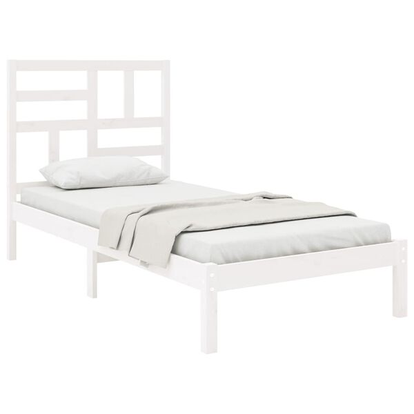 vidaXL Massivholzbett ohne Matratze Wei&szlig; 75x190 cm