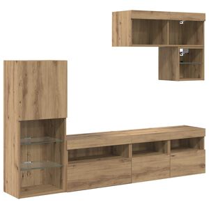 vidaXL TV-Wandger&auml;te Wandmontiert 6 pcs Artisan-Eiche Holzwerkstoff