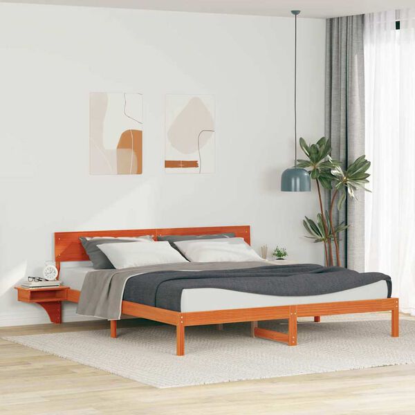 vidaXL Bettrahmen Wachsbraun 200 x 200 cm Massives Kiefernholz