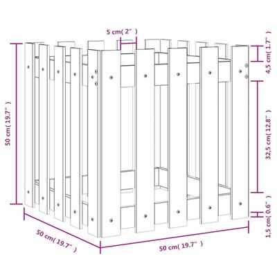 vidaXL Pflanzkübel Lattenzaun-Design 50x50x50 cm Massivholz Douglasie