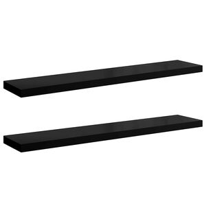 vidaXL Schweberegale 2 Stk. Hochglanz-Schwarz 120x23,5x3,8 cm MDF