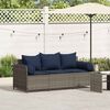 vidaXL Gartensofa mit Kissen 3-Sitzer Grau Poly Rattan