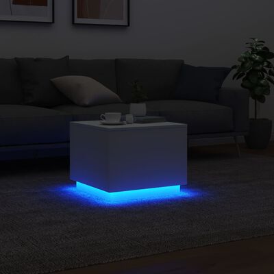 vidaXL Couchtisch mit LED-Leuchten Weiß 50x50x40 cm
