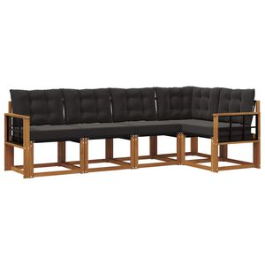 vidaXL Outdoor-Sofagarnitur mit Kissen 5 pcs Nat&uuml;rlich und Schwarz