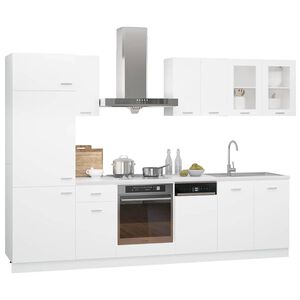 vidaXL 8-tlg. K&uuml;chenzeile Lyon Wei&szlig; Holzwerkstoff