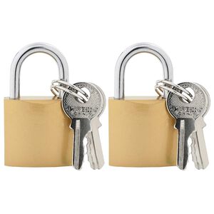 vidaXL U Schloss mit Schl&uuml;sseln 2 pcs Messing Eisen