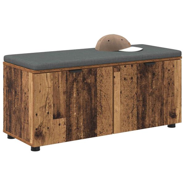 vidaXL Flurbank mit Kissen mit Speicher Altholz 100 x 38 x 46 cm