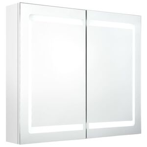 vidaXL LED-Spiegelschrank fürs Bad Glänzend Weiß 80x12x68 cm