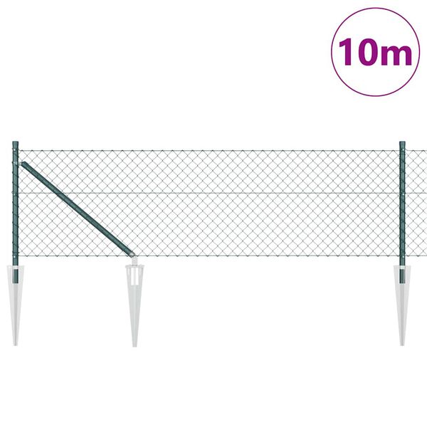 vidaXL Zaunpfosten Gr&uuml;n 10 x 0,4 m (60 x 60 mm Maschen) Stahl und PVC