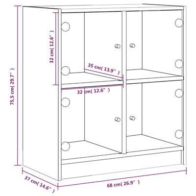 vidaXL Beistellschrank mit Glastüren Räuchereiche 68x37x75,5 cm