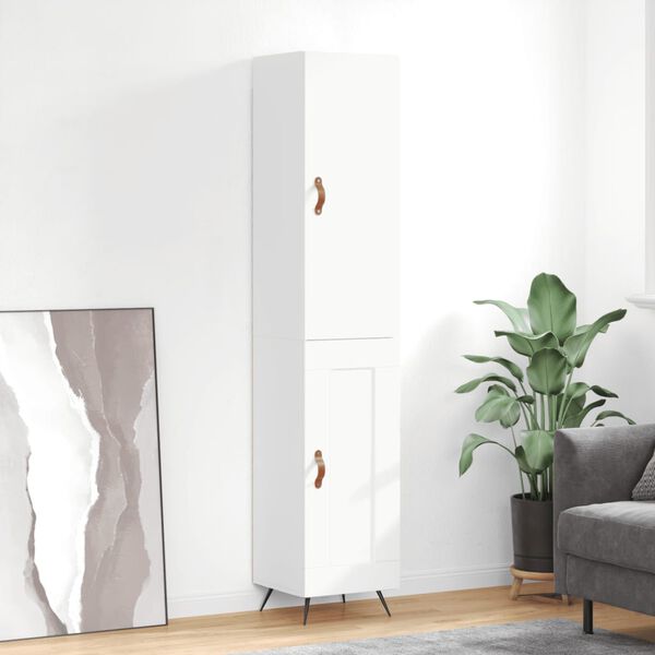 vidaXL Highboard Hochglanz-Wei&szlig; 34,5x34x180 cm Holzwerkstoff