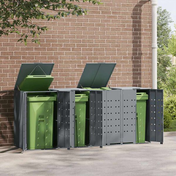 vidaXL Mülltonnenbox für 4 Tonnen Grau 276x79x117 cm Stahl