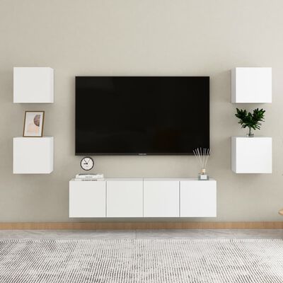 vidaXL TV-Wandschränke 2 Stk. Weiß 30,5x30x30 cm