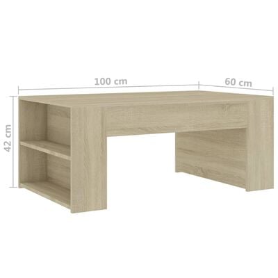vidaXL Couchtisch Sonoma-Eiche 100x60x42 cm Holzwerkstoff