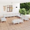 vidaXL 13-tlg. Garten-Lounge-Set Massivholz Kiefer Wei&szlig;