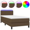 vidaXL Boxspringbett mit Matratze & LED Dunkelbraun 90x200 cm Stoff