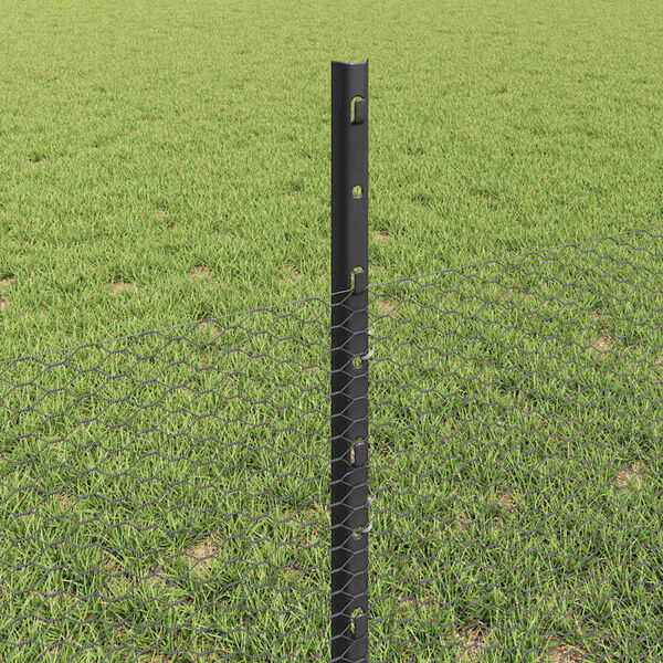 vidaXL Zaun mit Pfosten Grau 0,5 x 25 m Stahl
