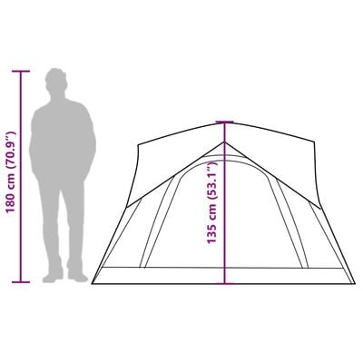 vidaXL Campingzelt 4 Personen Grau und Orange Wasserdicht