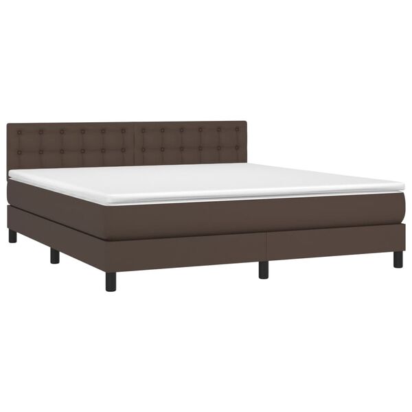 vidaXL Boxspringbett mit Matratze & LED Braun 180x200 cm Kunstleder