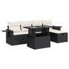 vidaXL 6-tlg. Garten-Sofagarnitur mit Kissen Schwarz Poly Rattan