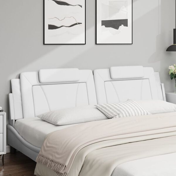 vidaXL Kopfteil-Kissen "Viana" Wei&szlig; 200 cm Kunstleder