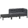 vidaXL 3-tlg. Garten-Lounge-Set mit Kissen in Grau Kiefer Massivholz
