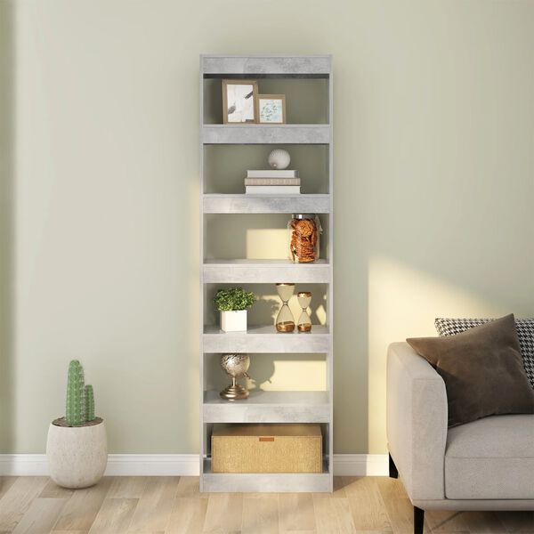 vidaXL B&uuml;cherregal/Raumteiler Betongrau 60x30x198 cm