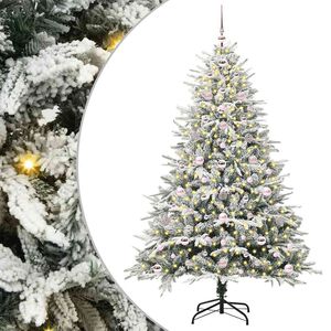 vidaXL K&uuml;nstlicher vorbeleuchteter Weihnachtsbaum mit Kugelset Gr&uuml;n