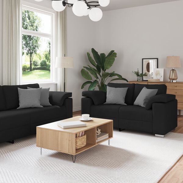 vidaXL Sofa 2 pcs Schwarz 219 x 80 x 82 cm Stoff