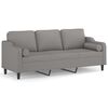 vidaXL 3-Sitzer-Sofa mit Kissen Hellgrau 210 cm Stoff