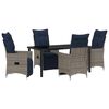 vidaXL Tisch- und Stuhlset 5 stk. Grau PE-Rattan