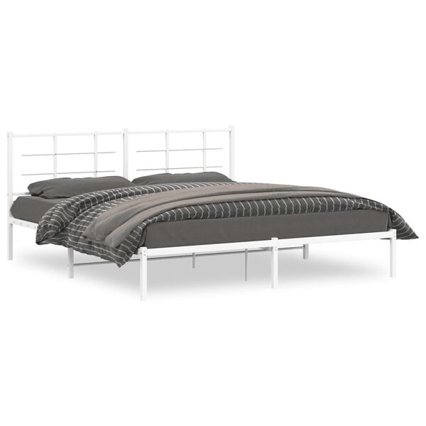 vidaXL Bettgestell mit Kopfteil Metall Wei&szlig; 180x200 cm
