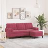 vidaXL 3-Sitzer-Sofa mit Hocker Weinrot 180 cm Samt