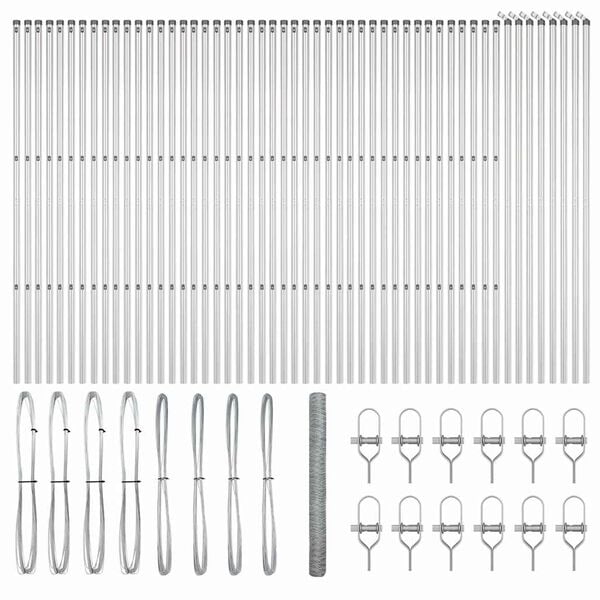 vidaXL Zaunpfosten Silber 100 x 1,5 m (50 mm Maschenweite) Stahl