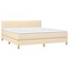 vidaXL Boxspringbett mit Matratze & LED Creme 160x200 cm Stoff