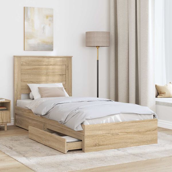 vidaXL Aufbewahrungsbett Sonoma-Eiche 100 x 200 cm Holzwerkstoff